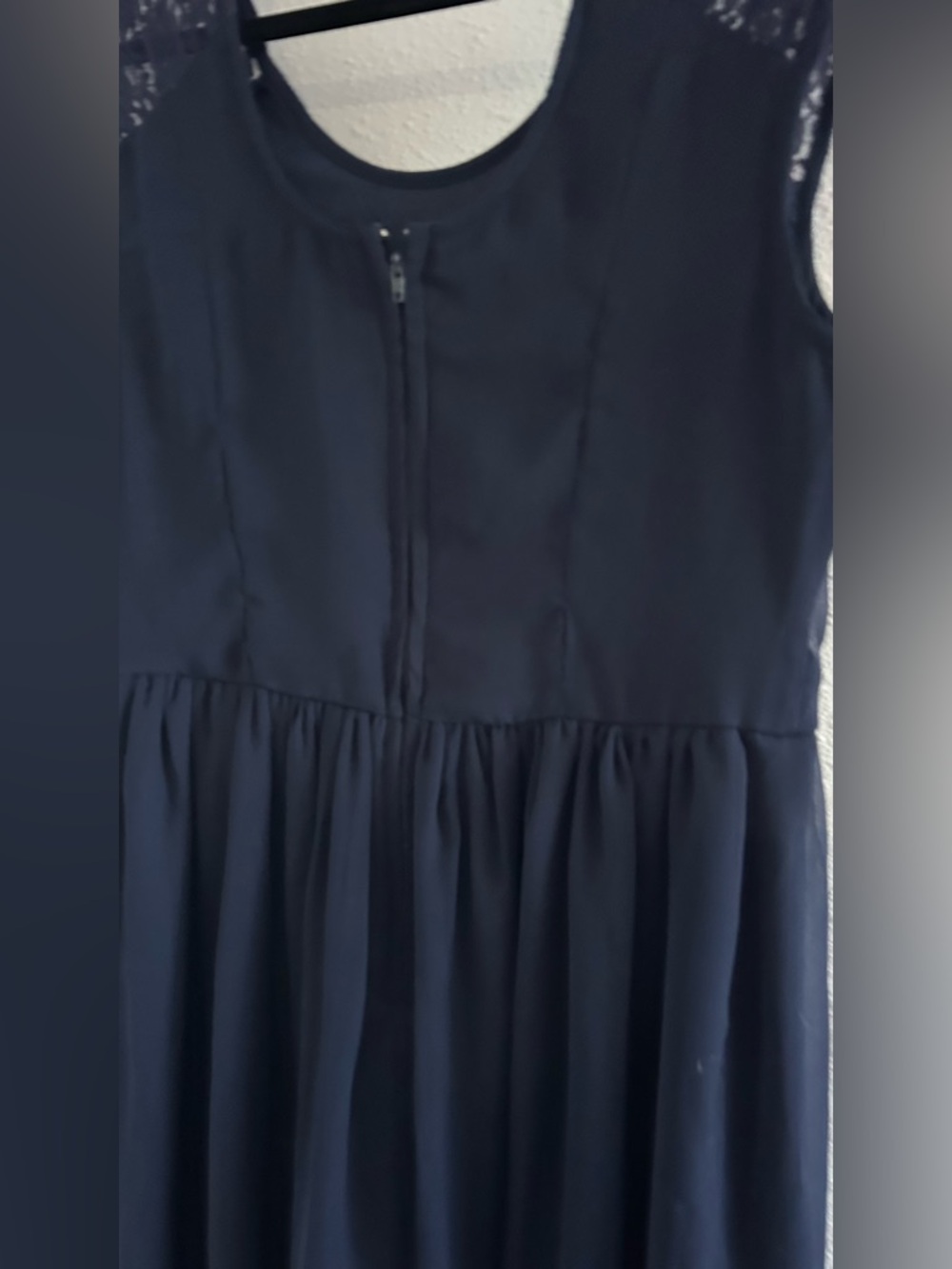 Band of Gypsies Navy Lace-Shoulder Chiffon Party Dress - Picture 5 of 5